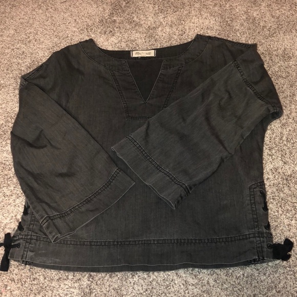 MADEWELL Lace up side Black Denim shirt - Picture 4 of 8